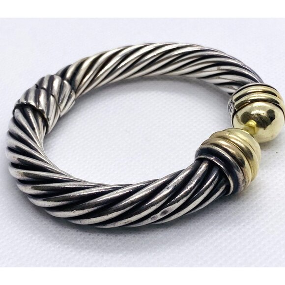 David Yurman Dome Cuff Bracelet Sterling Silver 925 14K 585 - Picture 3 of 11